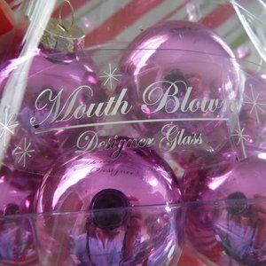 Holiday Ornaments Purple Mouth Blown Glass